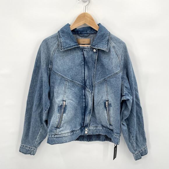 BlankNYC NWT Evereve Wondering Why Denim Full Zip Retro Jacket // L - Picture 5 of 10